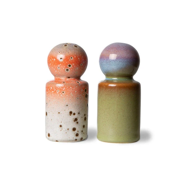 HKliving 70's Ceramics Salt & Pepper Shakers Set | Asteroids / Peat HKliving 70's Ceramics Salt & Pepper Shakers Set | Asteroids / Peat