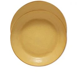 HKliving Bold & Basic Ceramics Pasta Plate Yellow/Brown Set Of 2