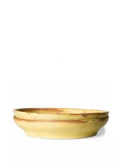 HKliving Bold & Basic Ceramics Pasta Plate In Yellow/Brown