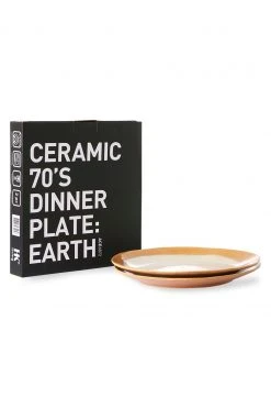 HKliving 70 S Ceramics Earth Dinner Plate 4 HKliving 70 S Ceramics Earth Dinner Plate