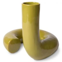 HKliving ceramic twisted vase glossy olive