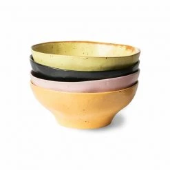 HKliving Bold & Basic Ceramics Small Bowl Mixed Colours Set of 4
