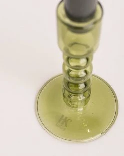 HKliving The Emeralds Glass Candle Holder M Olive Green