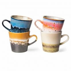 HKliving 70s Ceramics Americano Mugs - Pegasus Set Of 4