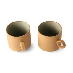 HKliving Pair Of Ochre Ceramic Tea Mugs