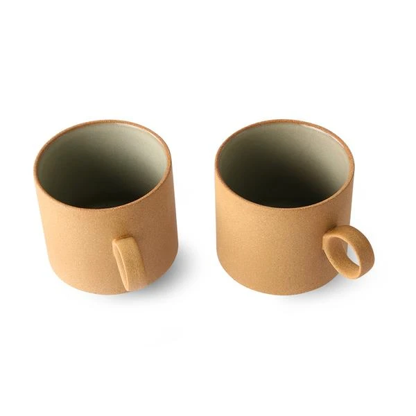 HKliving Pair Of Ochre Ceramic Tea Mugs HKliving Pair Of Ochre Ceramic Tea Mugs
