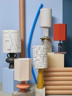 HKliving Hexagonal Lamp Shade Linen Natural L