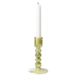 HKliving Glass Candle Holder | Medium | Olive Green