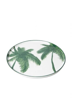 HKliving Bold & Basic Ceramics: Porcelain Dinner Plate Palms, Green