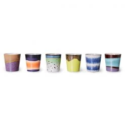 HKliving 70s Ceramics: Coffee Mugs - Pluto (set Of 6)