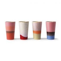 HKliving 70s ceramics: latte mugs (set of 4)