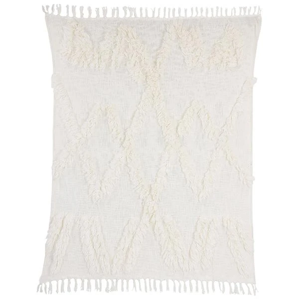 HKliving Fringe Throw 125x150cm - White HKliving Fringe Throw 125x150cm - White