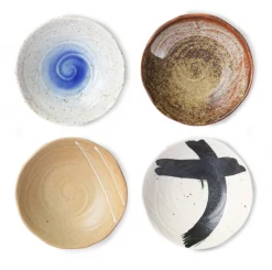HKliving Kyoto Japanese Ceramic Shallow Bowls | Set Of 4 7 HKliving Kyoto Japanese Ceramic Shallow Bowls | Set Of 4