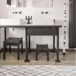 HKliving Black and White Bath Mat Small 4 HKliving Black and White Bath Mat Small