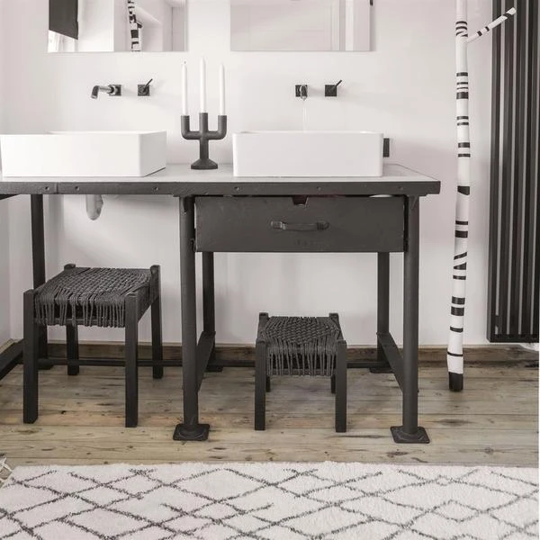 HKliving Black and White Bath Mat Small HKliving Black and White Bath Mat Small