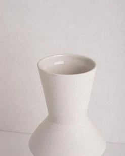 HKliving Large White Angular Speckled Clay Vase