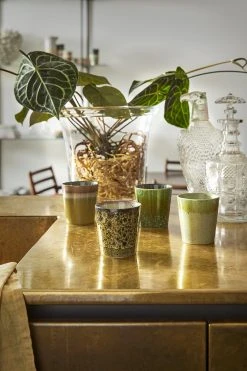 HKliving Spring Greens 70 S Ceramic Coffee Mugs Set Of 4