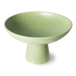 HKliving Ceramic Bowl On Base | Pistachio | Medium