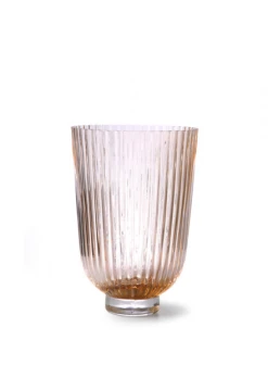 HKliving Peach Glass Ribbed Vase