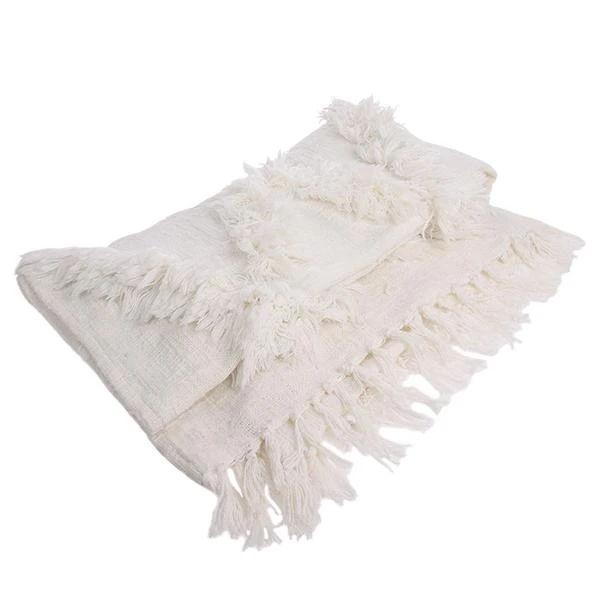 HKliving Fringe Throw 125x150cm - White HKliving Fringe Throw 125x150cm - White