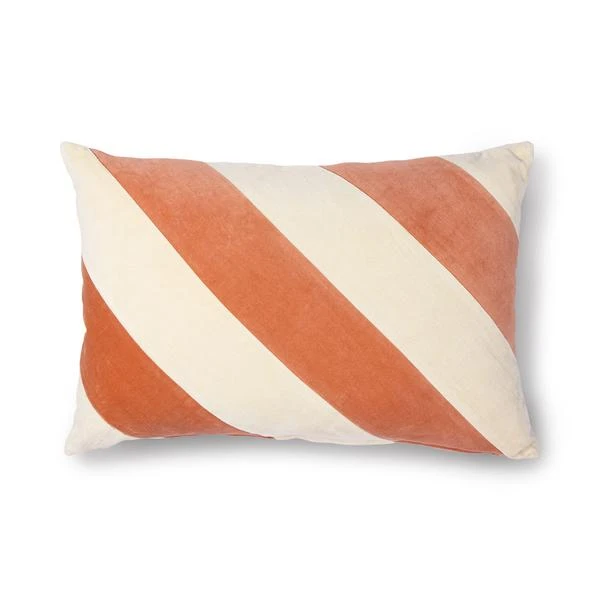 HKliving Striped Cushion Velvet Peach Cream 40 x 60cm 3 HKliving Striped Cushion Velvet Peach Cream 40 x 60cm