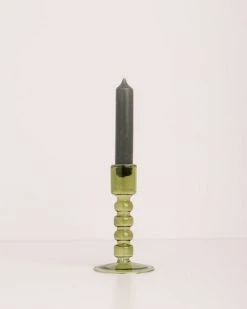 HKliving The Emeralds Glass Candle Holder M Olive Green