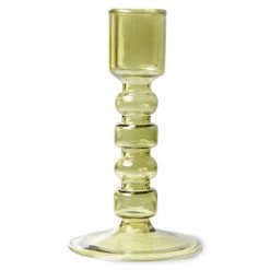 HKliving Glass Candle Holder | Medium | Olive Green