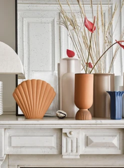 HKliving Large Terra Ceramic Shell Vase