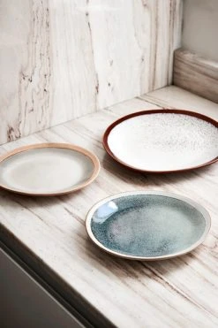 HKliving 70s Ceramics: Side Plates, Mist (Set of 2)