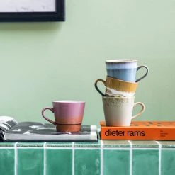 HKliving - 70s Ceramic Cappuccino Mugs Set Of 4 - Meteor