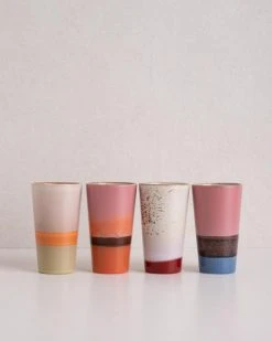 HKliving Ceramic 70 S Latte Set Of 4