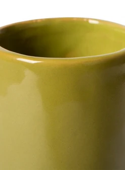 HKliving Objects Glossy Olive Ceramic Twisted Vase