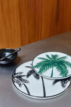 HKliving porcelain dinner plate palms,