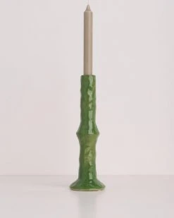 HKliving The Emeralds Ceramic Candle Holder M Fern Green