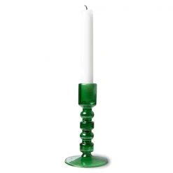 HKliving Glass Candle Holder | Medium | Forest Green