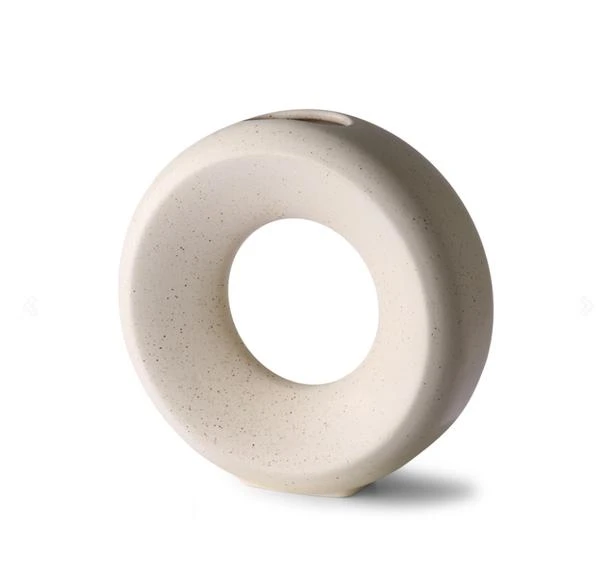 HKliving Circle Ceramic Vase White Speckled M HKliving Circle Ceramic Vase White Speckled M