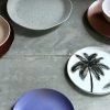HKliving Bold Basic Ceramics Porcelain Dinner Plate Palms Set Of 2 1 HKliving Bold Basic Ceramics Porcelain Dinner Plate Palms Set Of 2