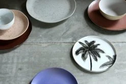 HKliving Bold Basic Ceramics Porcelain Dinner Plate Palms Set Of 2