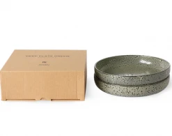 HKliving Gradient Ceramics Deep Plate Green Set Of 2