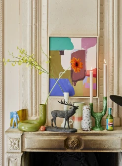 HKliving Objects Glossy Olive Ceramic Twisted Vase