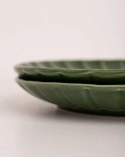 HKliving The Emeralds Side Plate Ribbed Green Set Of 2