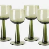 HKliving The Emeralds Wine Glass | Tall | Olive Green | Set of 4