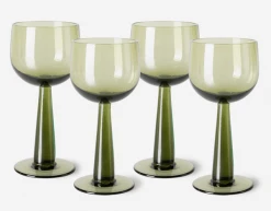 HKliving The Emeralds Wine Glass | Tall | Olive Green | Set of 4