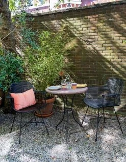 HKliving Black Braided Rattan Garden Tub Chair