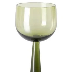 HKliving The Emeralds: Tall Wine Glass Olive Green (Set of 4)