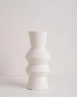 HKliving Medium White Angular Speckled Clay Vase