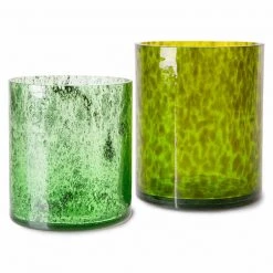 HKliving Cheetah Green Glass Vases (set Of 2)
