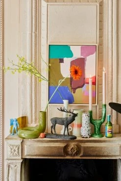 HKliving ceramic twisted vase glossy olive