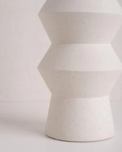 HKliving Large White Angular Speckled Clay Vase