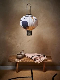 HKliving Blush Cotton Throw With Black Tufted Lines 4 HKliving Blush Cotton Throw With Black Tufted Lines